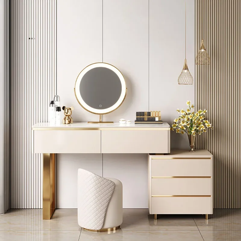 Cabinet Luxury Dresser Miroir Makeup Tables Organizer Storage Desk Vanity Dressing Table Toaletka Z Lustrem Bedroom Furnitures