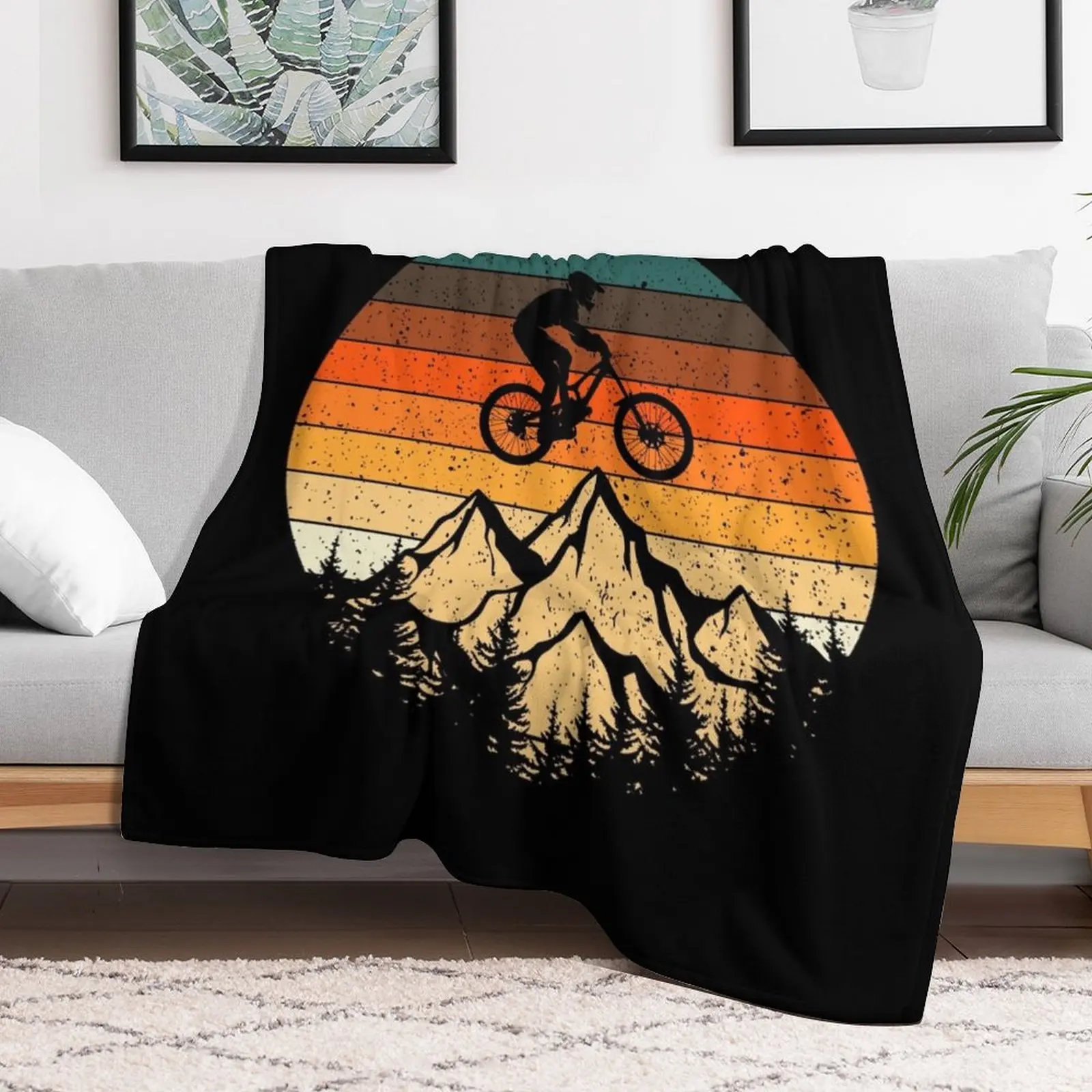 Mountainbike Downhill Retro Vintage Gift Throw Blanket for babies Softest Multi-Purpose Blankets