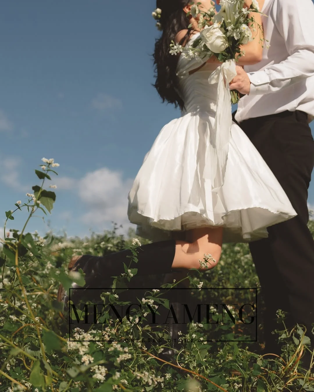 ZHUISHU Mini Korean Wedding Dresses Off the Shoulder Short Bride's Party Dress Customized A Line Taffeta Wedding Snap Gown