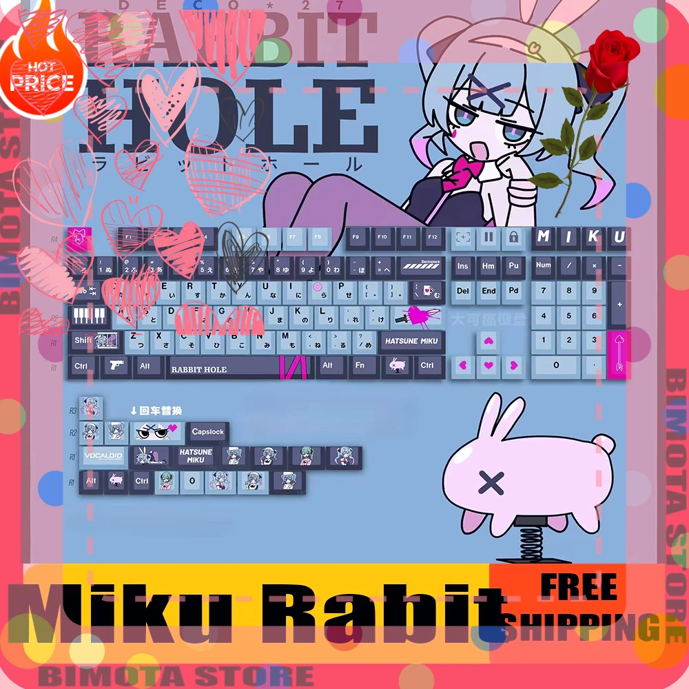hatsune-miku-lapin-trou-keycap-peripherique-anime-keycap-mignon-accessoires-de-jeu-clavier-mecanique-pbt-sublimation-doujin