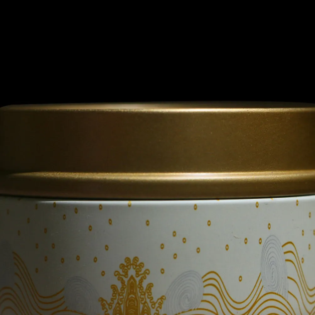 4pcs Round Shape Metal Mini Sealed Tinplate Tea Can Jar Container with Beautiful Printing for Home (River Yellow)