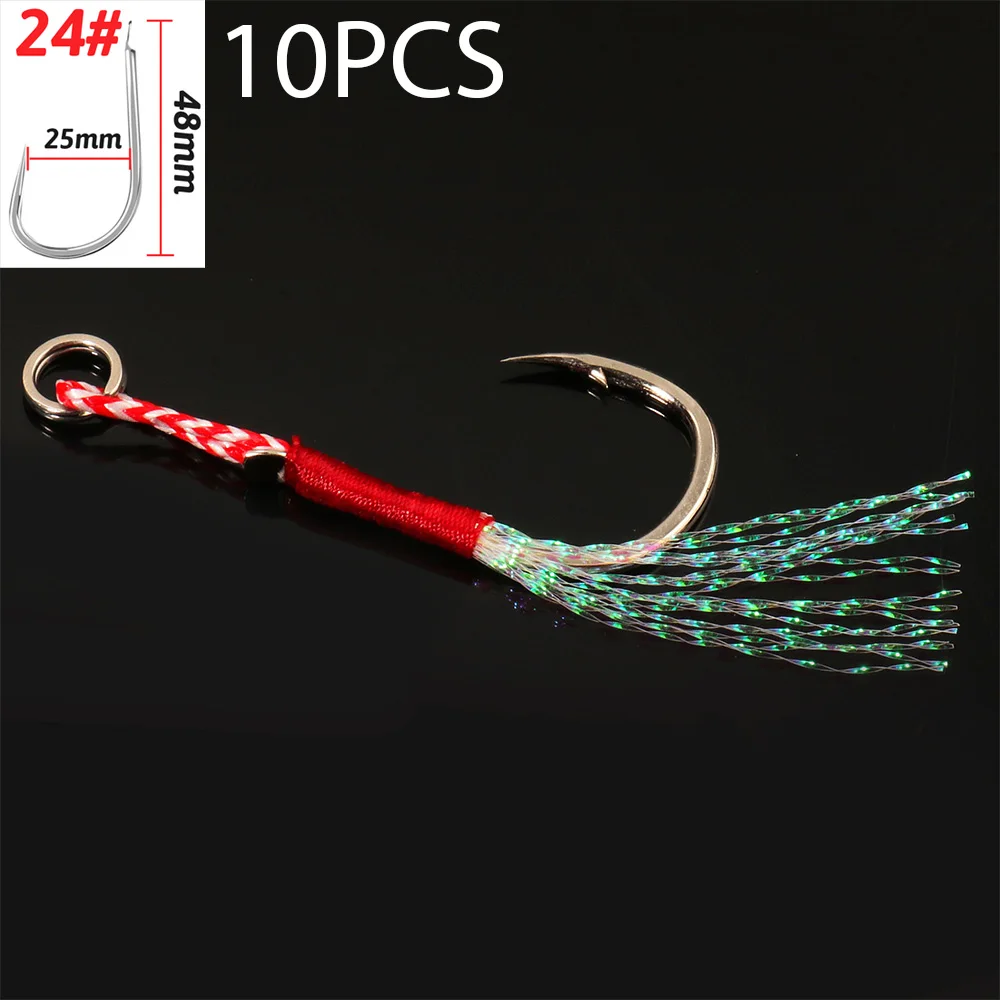 Cast Jig Assist Haken 10 Teile/los High Carbon Stahl Winkel Stacheldraht Gewinde Feder See Angelgerät Langsam Jigging Meer Pesca Angelhaken