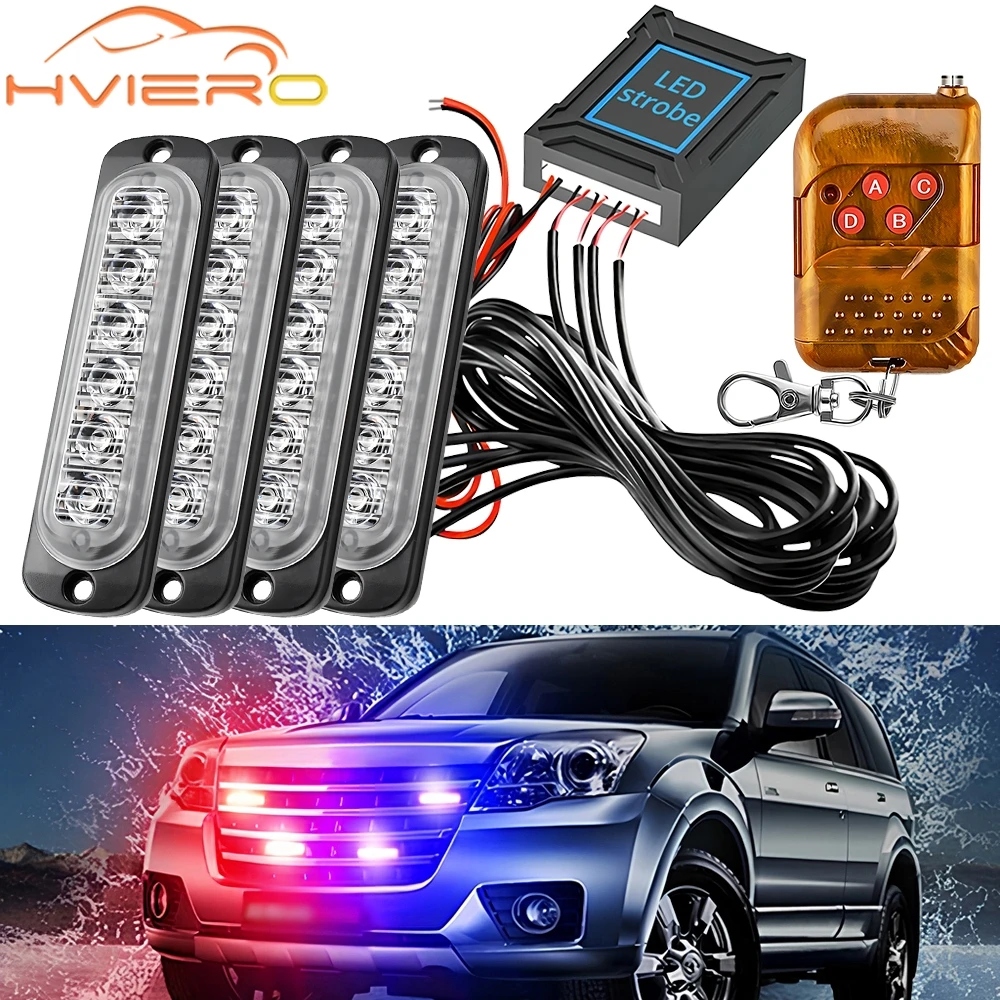 

Auto 6LED Strobe Wireless Car Emergency Flashing Lamp Trailer Truck Warning Fog Signal Lights White Blue Red Yellow Waterproof