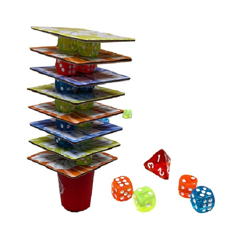 Educational Dices Tower Game Cognitive Skill Stacking Toy Family Board Game Toy