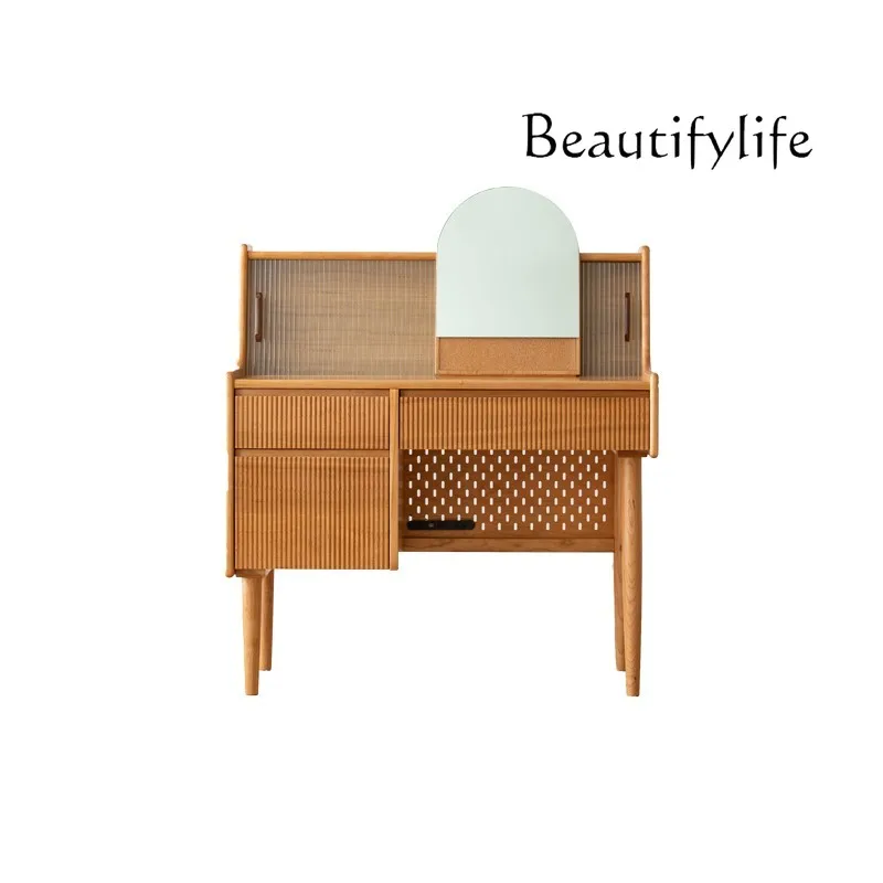 Nordic all solid wood cherry wood dresser modern simple Japanese log bedroom furniture makeup table