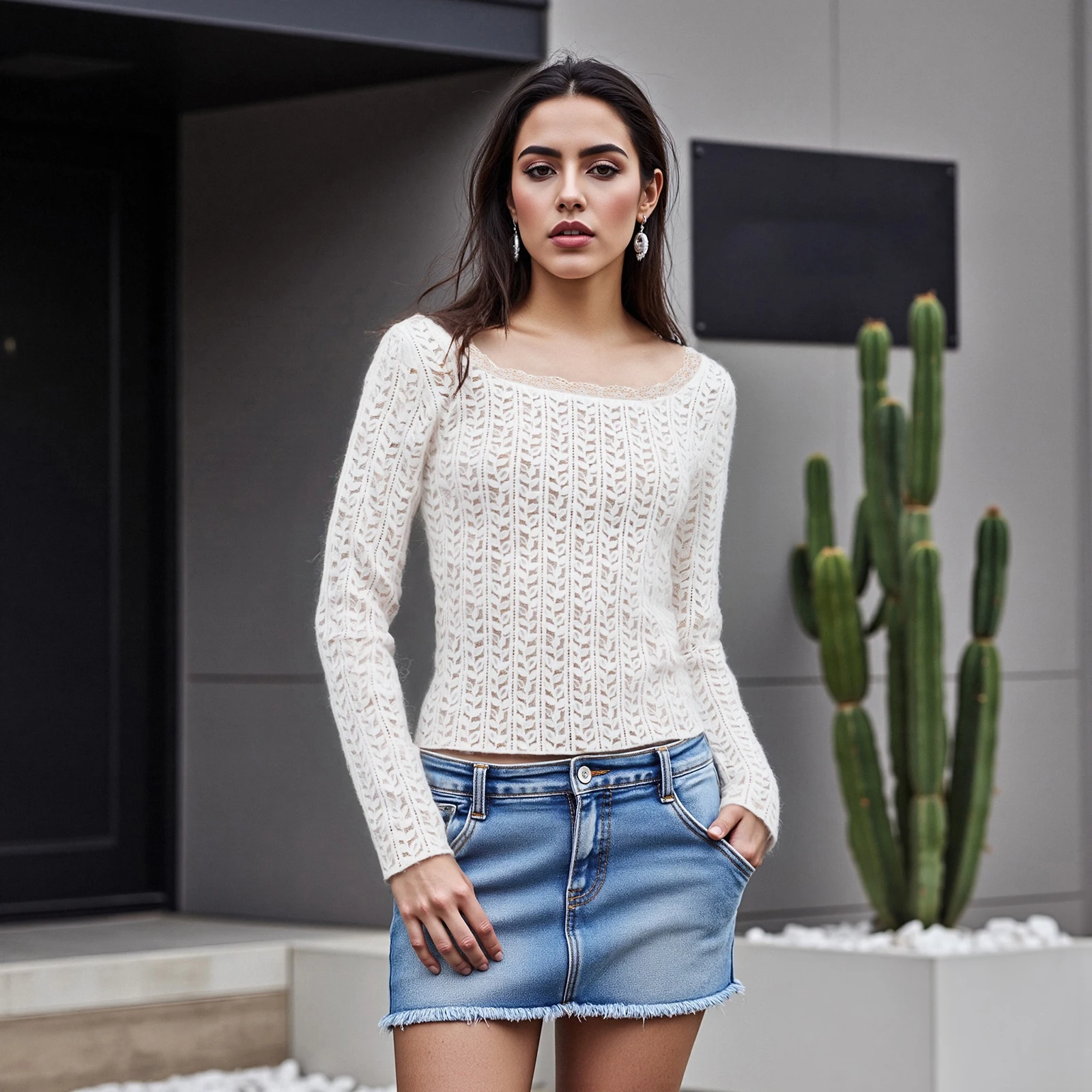 New Womens Fall Lace Trim Tops Leaves Jacquard Long Sleeve Scoop Neck Slim Fit T-Shirts Streetwear Hot Sale S-2XL