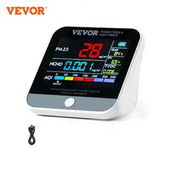 VEVOR Air Quality Monitor 8-IN-1 Professional PM2.5 PM10 PM1.0 Particle Counter Formaldehyde Alarm Thresholds for Indoor/Outdoor