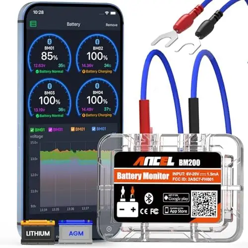 

ANCEL BM200-US 12V Тестер аккумуляторов с Bluetooth для автомобилей, фургонов, мотоциклов, грузовиков, лодок - тестирование пускового тока и зарядки