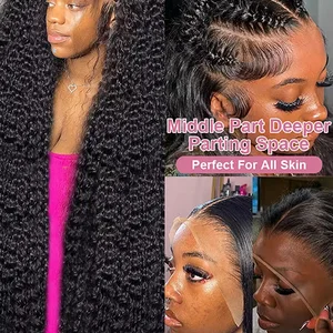 Kinky encaracolado 13x4 frente do laço perucas de cabelo humano para as mulheres indiano profundo encaracolado peruca frontal do laço molhado e ondulado fechamento perucas 200% densidade 10 principais vendas malha indiana - №2