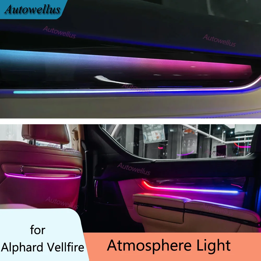 64 Color Ambient Light For Toyota Alphard Vellfire LHD Car Interior Door Decoration Atmosphere Lamp Refit