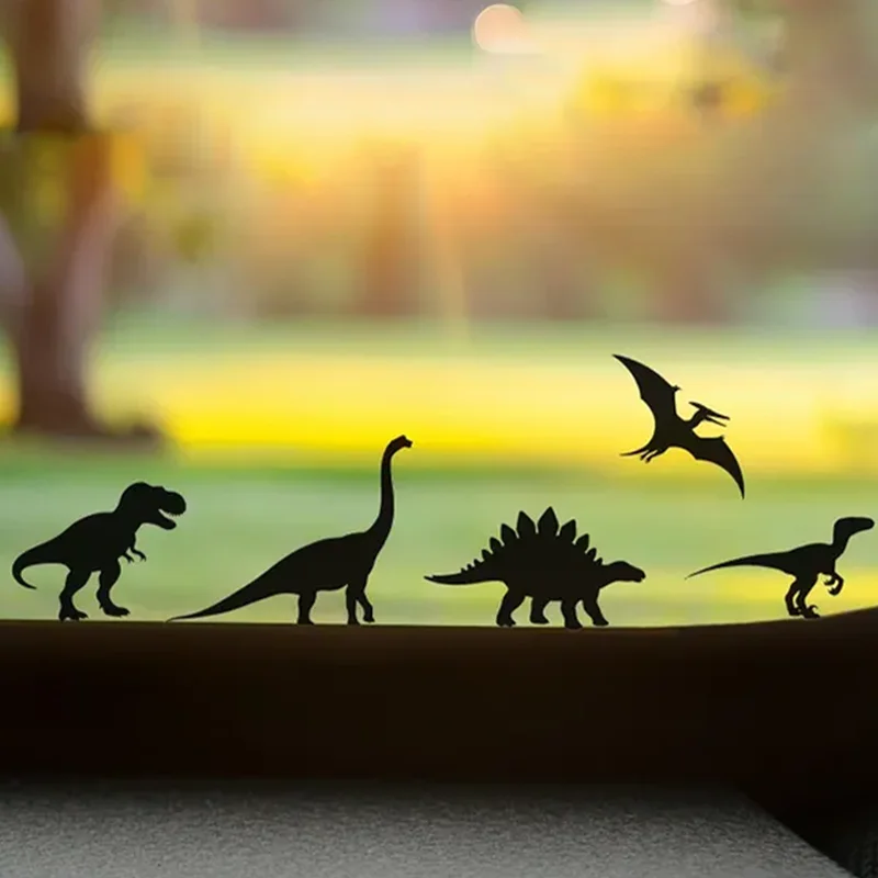 Mini Dinosaurs Set of 5 Raptor T Rex Pterodactyl Car Sticker Decoration Windows Exterior Accessories Waterproof Pvc Vinyl Decals