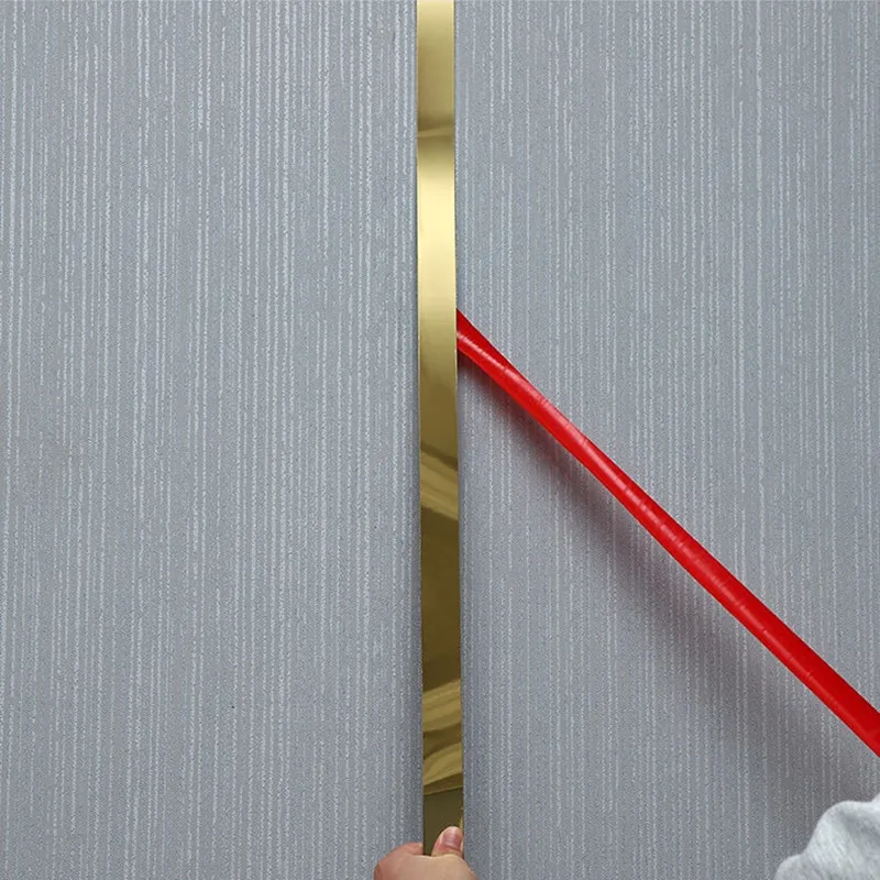 New Stainless Steel Wall Sticker Flat Decorative Lines Titanium Ceiling Edge Strip Mirror Finish for Living Room Decoration