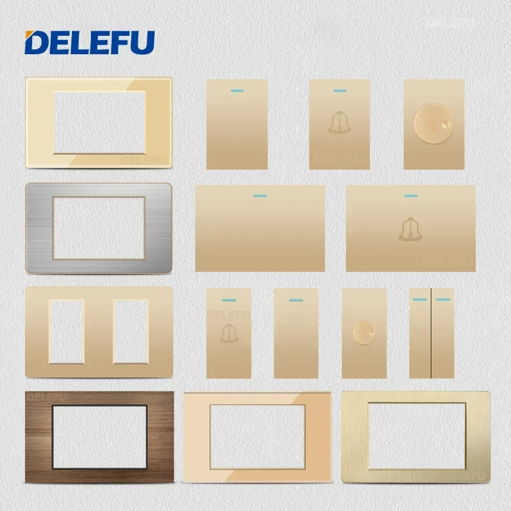 DELEFU Brazil Italy USA EU Standard Free combination Gold DIY switch 118mm*72mm