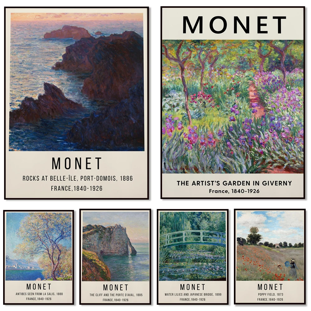 Claude Monet-Cliff Walk at Pourville,1882 - Monet Exhibition Poster Print - Art Print Vintage Paintings Wall Art for Home Decor