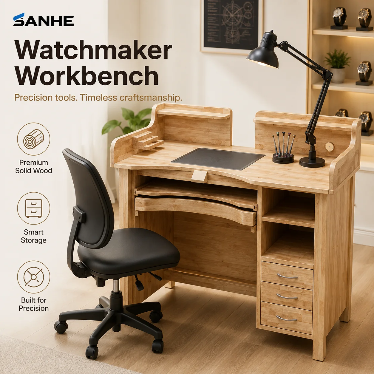 Solid Wood Jewelry Workbench for Gold & Silver 1-Year Warranty for Making Jewelry & Networking Tools