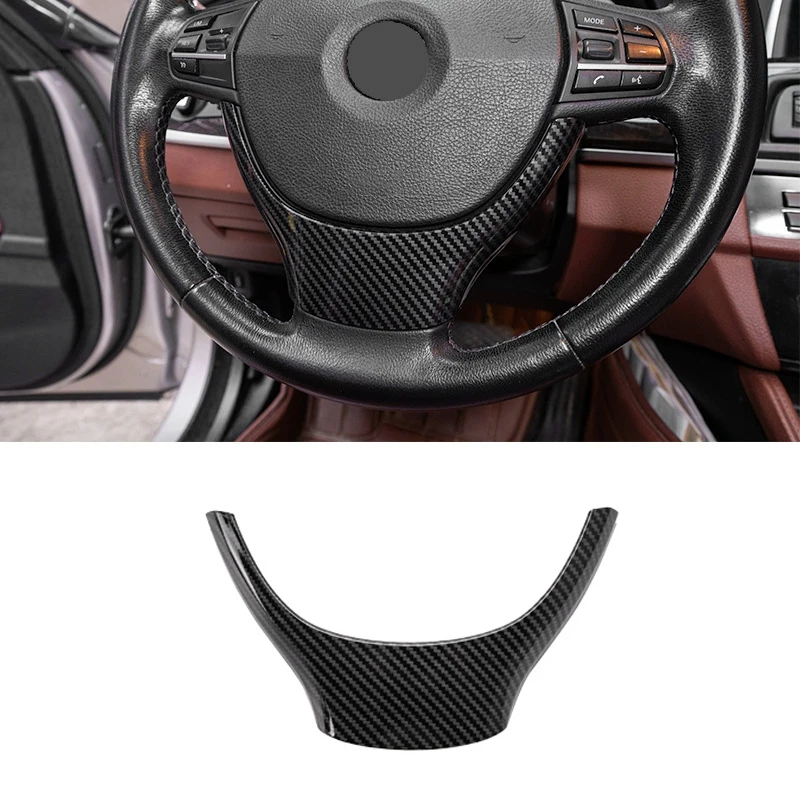 Carbon Fiber Car Interior Steering Wheel Decoration Strip Frame Cover Trim Sticker for-BMW 5 7 Series F10 F11 F01 F02