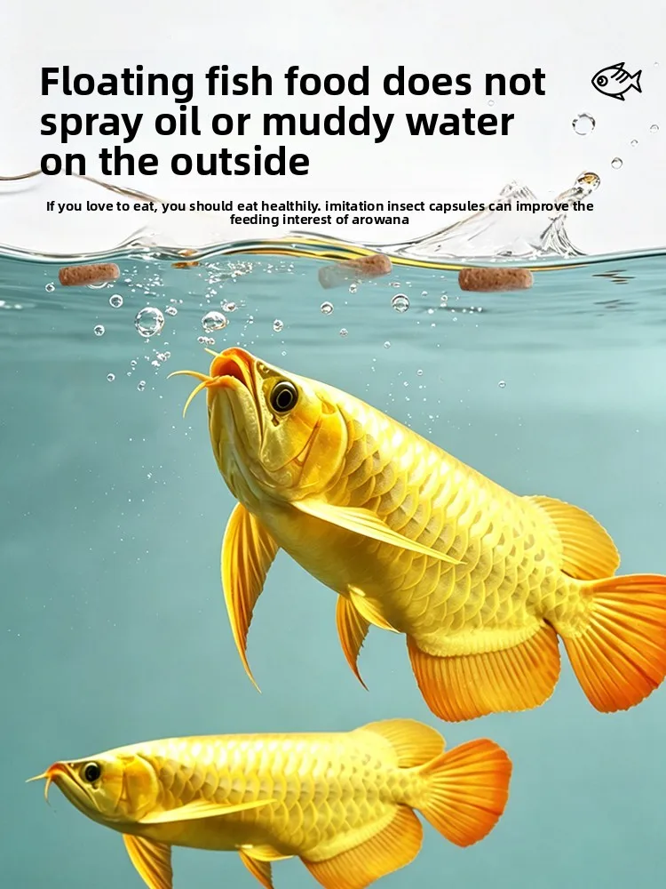 Shoushanzhe Arowana Food Floating Pellets, 50% High Protein Diet for Golden & Red Arowana, Color Enhancing Feed for Dragon Fish