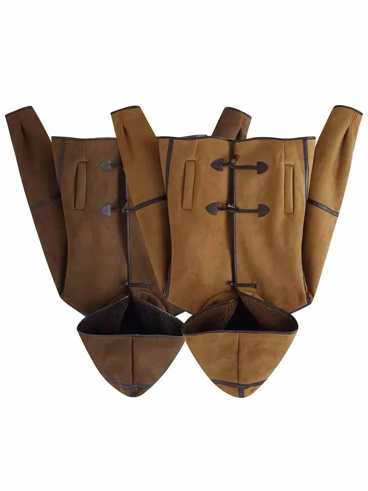 HH Woman Winter Fashion Versatile Hooded Long Sleeves Pocket Decoration Artificial Fur Sherpa Jacket Female Casual Warm Coat