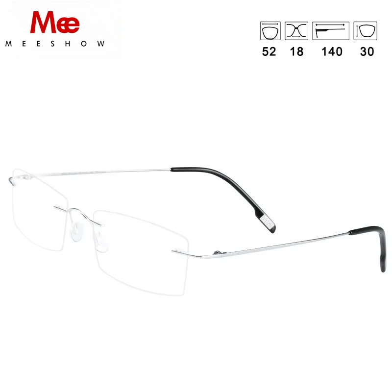MEESHOW Prescription Men Titanium Rimless Glasses Frame Women Square Ultralight Pure Titanium Myopia Optical Frames 7g  Eyewear - view 5