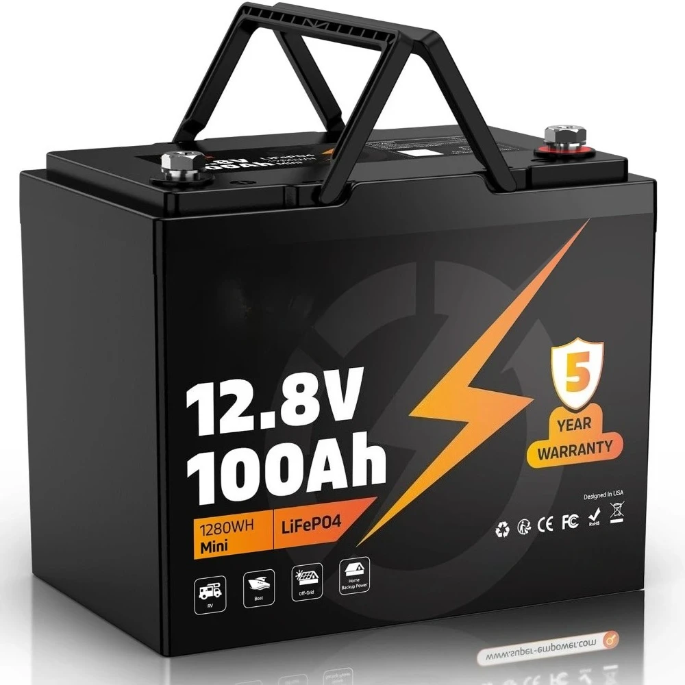 

12V 100Ah LiFePO4 Lithium Battery- BCI Group 24, Deep Cycle RV LiFePO4 Battery with Low-Temp Protection, 100A BMS, 1280Wh, Max