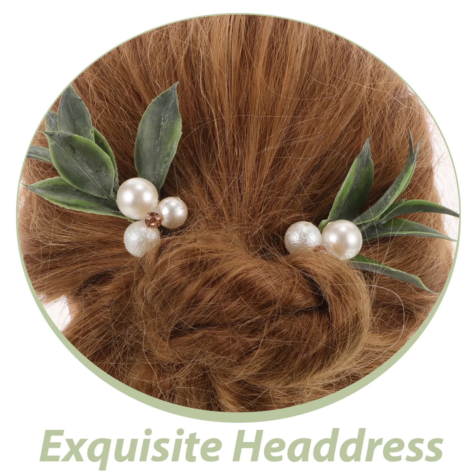 

3pcs Pearl Hair Accessories Green U Pearl Imitation Leaf Hairpin Wedding Bridal Hairpin For Updos Braids Long Curly Hair