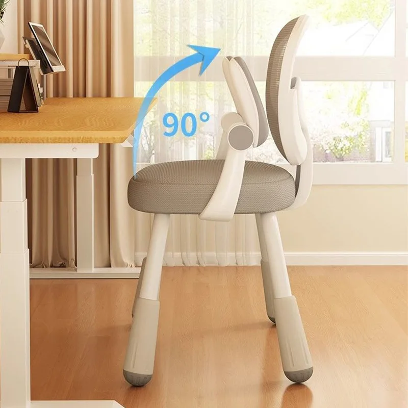 Adjustable Study Chair with Backrest Home Office Computer Chair Sturdy 4-Legs Design Comfortable Seat