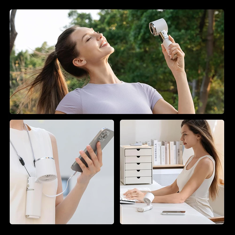 

Портативный охлаждающий вентилятор 3 в 1, сверхемкость 6000 мАч, 120 ° Вращающаяся головка, Instant Chill Tech, плавная скорость со встроенным Type-C