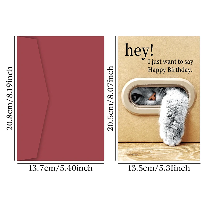 Carte d'anniversaire de chat mignon, conception de patte de chat ludique, carte de joyeux anniversaire avec enveloppe, meilleur cadeau pour les amoureux des chats, la famille, les amis