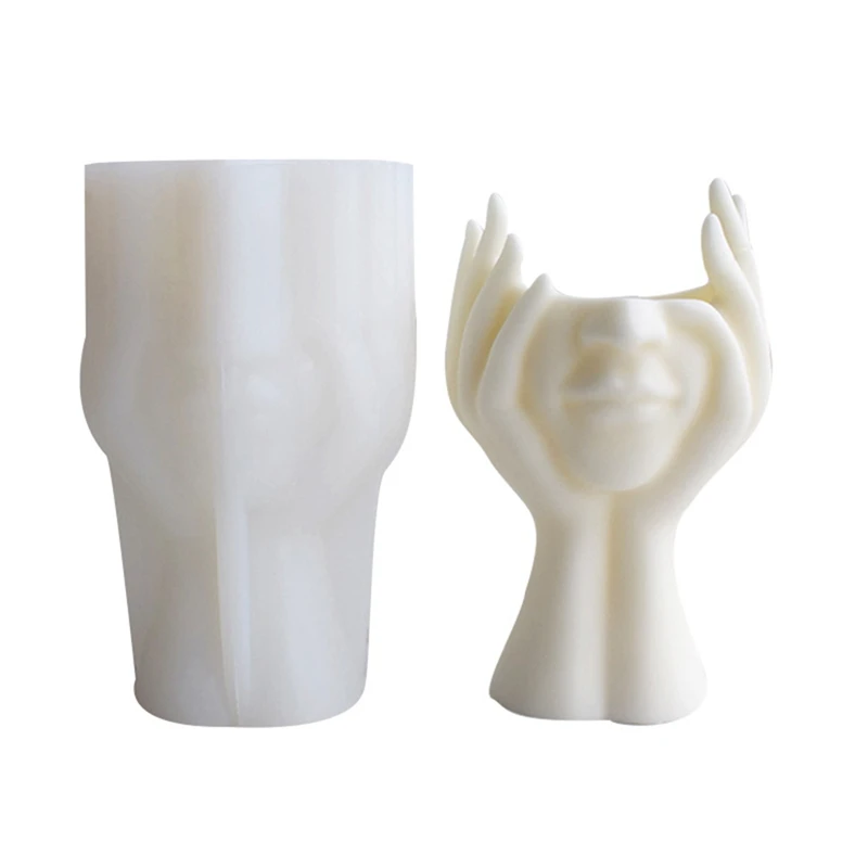 DIY Hand Holding Face Vase, Silicone Mold Abstract Vase Art Design Mold, Home Unique Style Vase