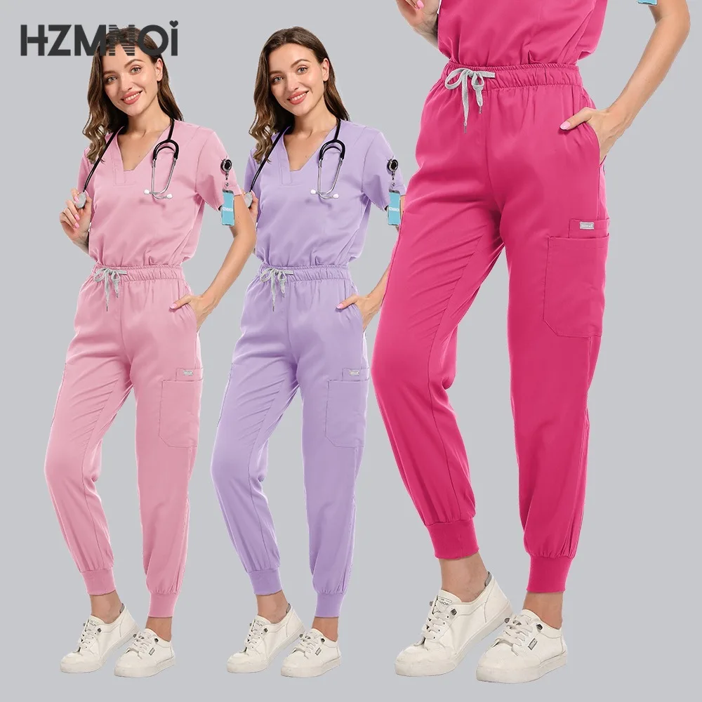 

Scrubs Medical Uniform Short Sleeve Tops+Pants Nursing Uniform Women Pet Shop Doctor Hospital Clinic Surgery Workwear Scrub Sets