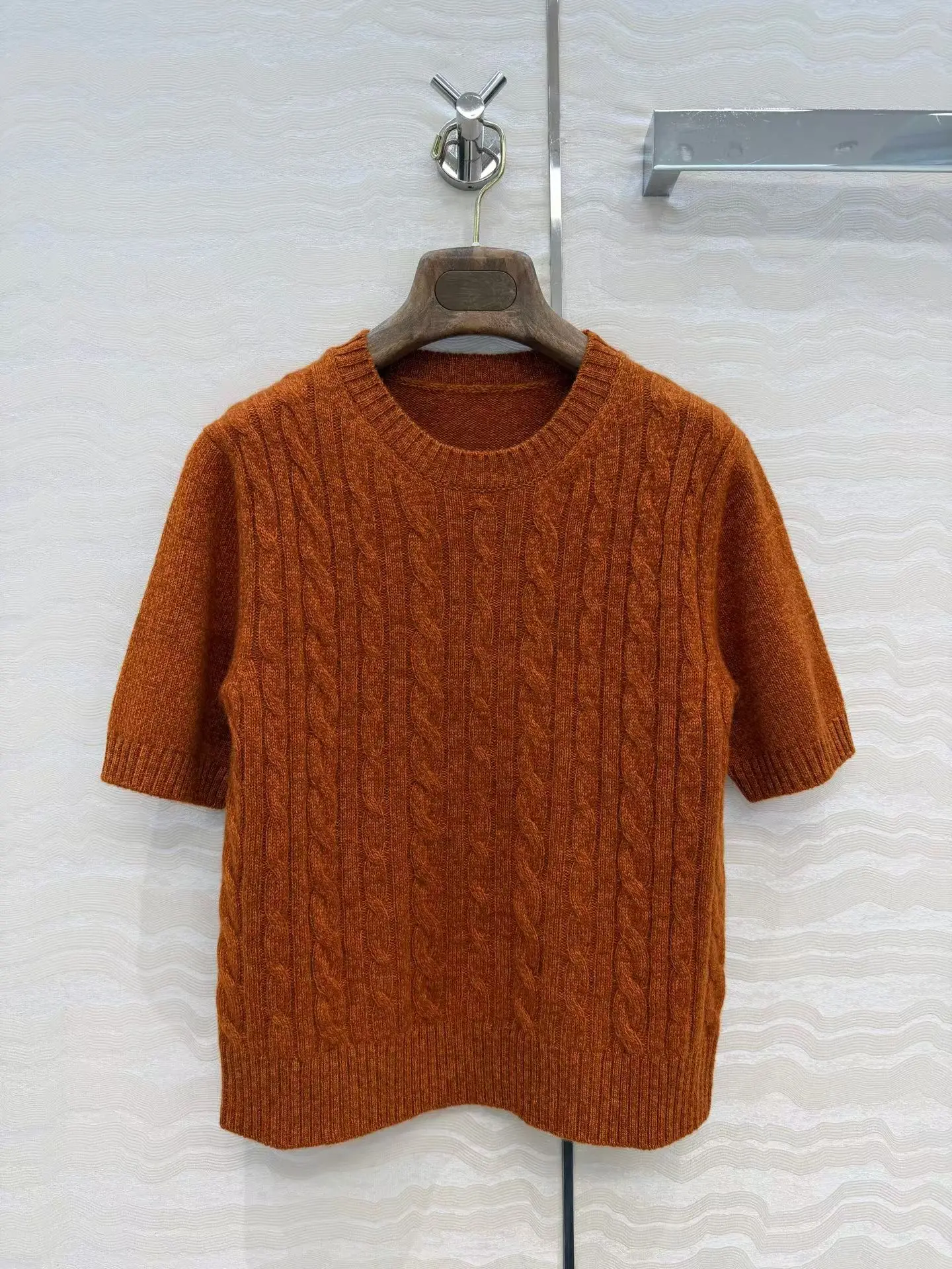 V-Neck Cable Knit Button Cardigan Patch Pocket Long Sleeve Knitted Outerwear for Women