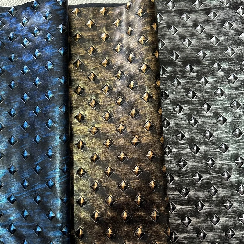 

Luxury Retro Metallic Embossed Hard Leather Fabric For Diy Clothing Stage Cosplay Costume Wall Background Soft Bag Upholstery