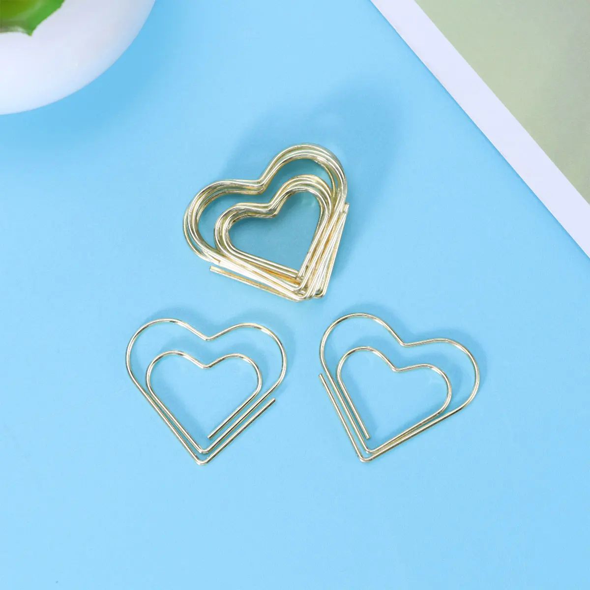 

10 Pcs Love Paper Pin Hearts Novelty Paperclip Decorative Cute Pins Clips Clamp Bookmark Metal Cartoon Office