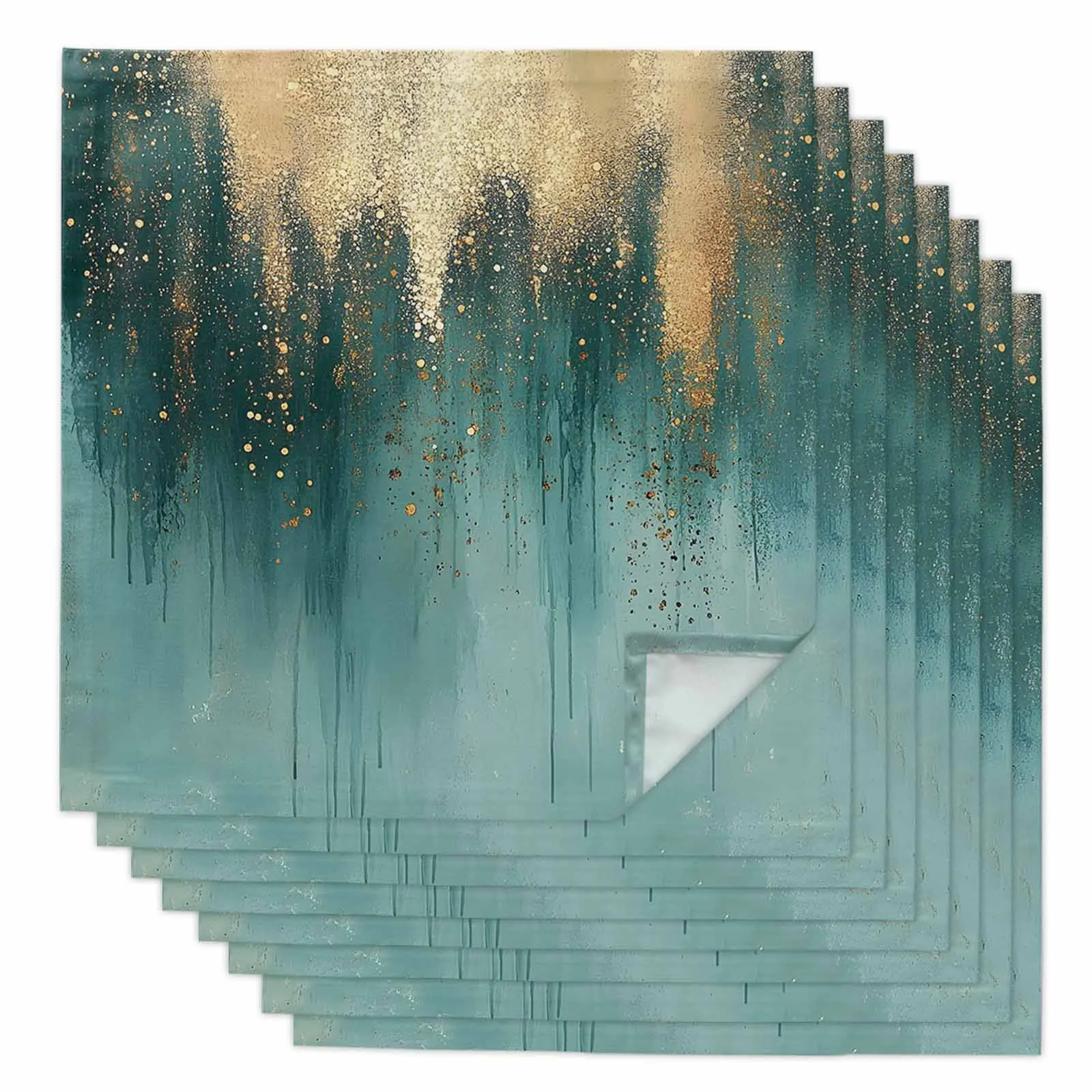 

Abstract Green Water Drop Line Table Napkins Cloth Set Kitchen Dinner Tea Towels Table Mat Wedding Decor Napkin