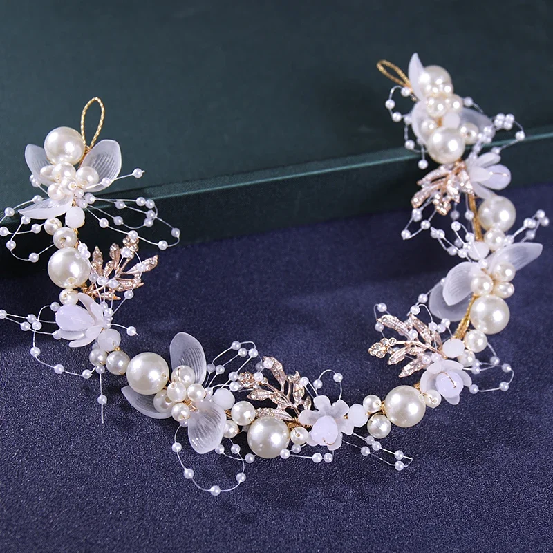 Silver Color Rhinestone Crystal Headband Tiara Pearl Hairband For Women Party Bridal Wedding Hair Jewelry Accessories band Gift image 2