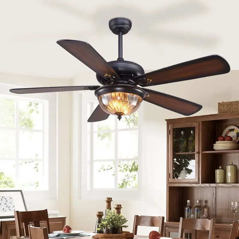Outdoor Waterproof Sun Protection DC Motor 35W Ceiling Fans Glass House Courtyard Summer House Ceiling Fan Lighting