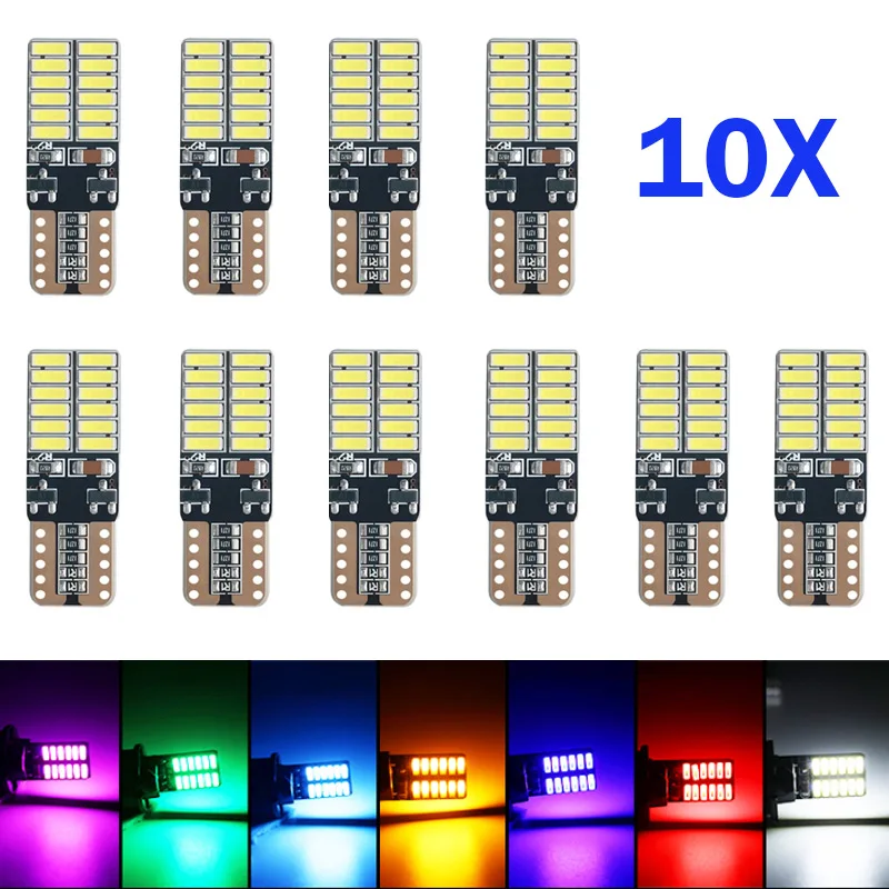 

10X T10 W5W 194 4014 24SMD Canbus No Error Super Bright LED License Plate Lamp Interior Reading Light Clearance Light White 12V