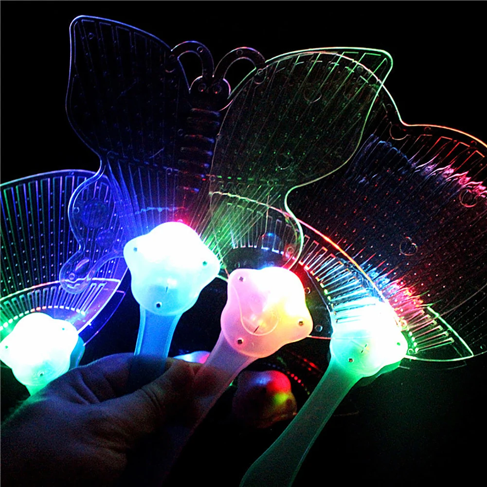 1 Pcs Leuke Light-Emitting Fan Vlinder Bee Led Light-Emitting Knipperende Platte Hand Fan Speelgoed Concert Party geschenken Voor Kinderen