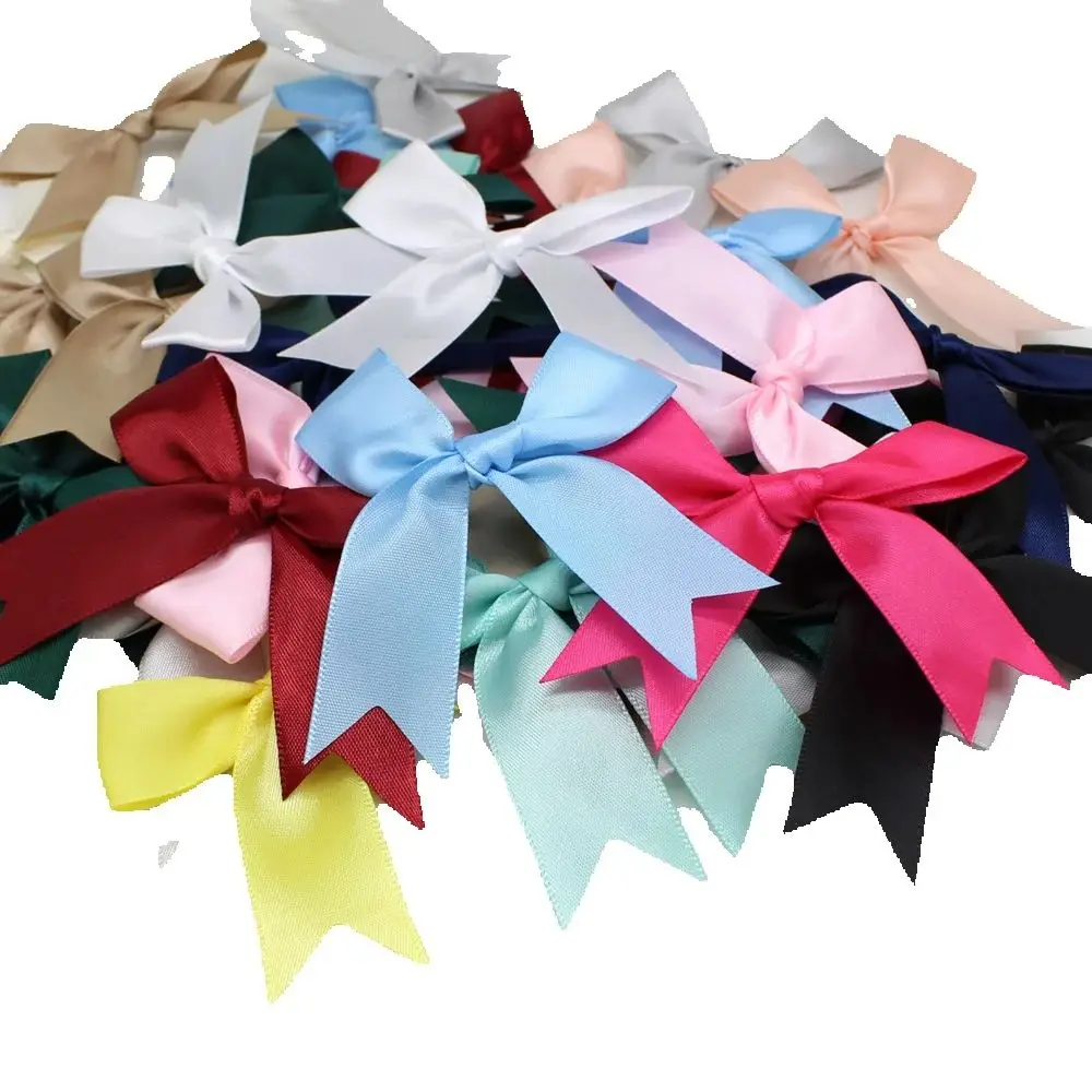 20/50PCS 85*85mm Rosa Satin Große Band Bögen Bunte Nette Satin Band Bögen Polyester Frack bogen Blume Für Handwerk Kleidung – Detail 5
