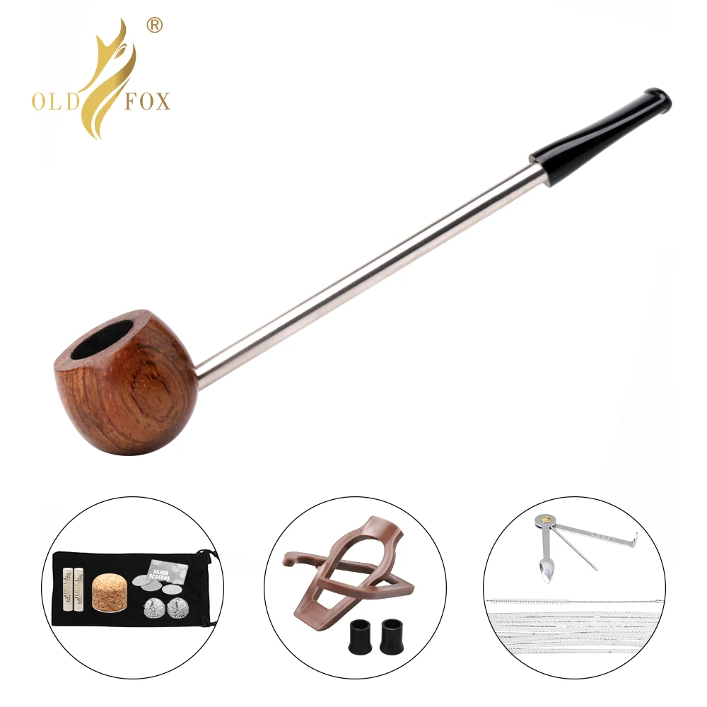 올드 폭스 로즈우드 담배 포아이 파이프 세트 액세서리, 빈티지 강화 백단향 흡연 파이프, 담배 시가 파이프