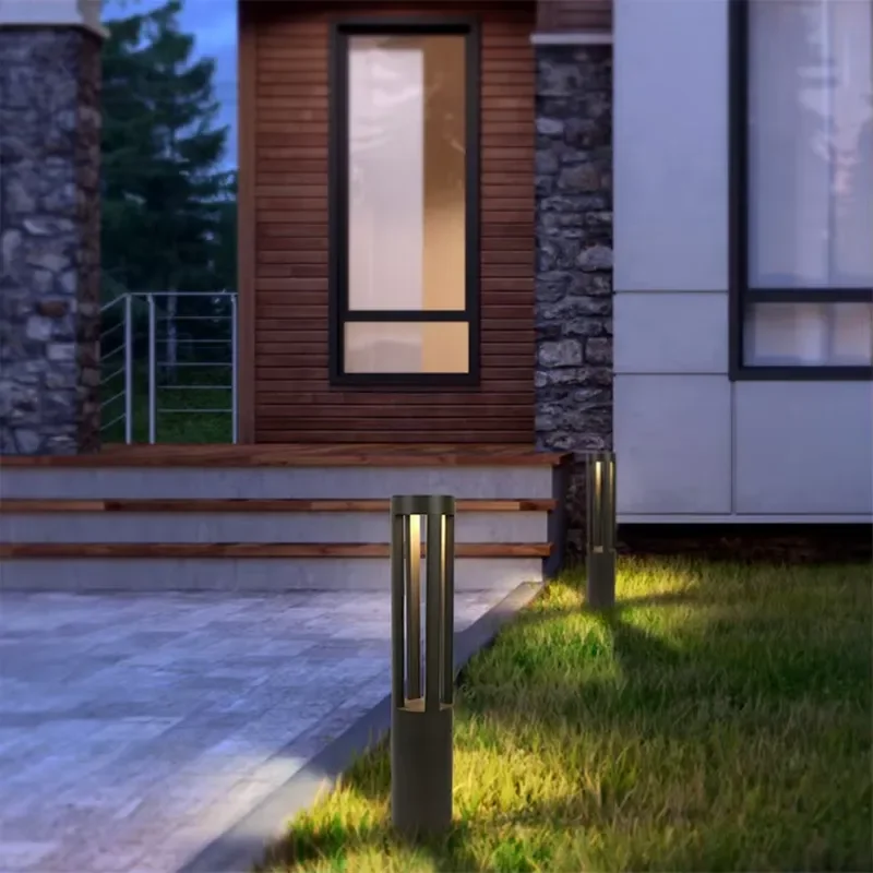 Modern 3W IP65 Waterproof Aluminum LED Bollard Light for Solar Powered Remote Control Outdoor Garden Landscape Decorative