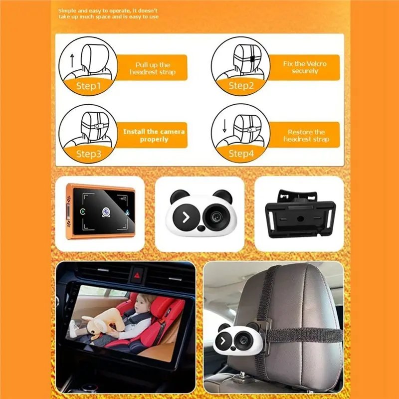ABVT-Wireless Carplay& Android Auto Compatible 5Ghz Wifi Baby Monitor Car With Night Vision Super Wide Angle And Voice Assistant