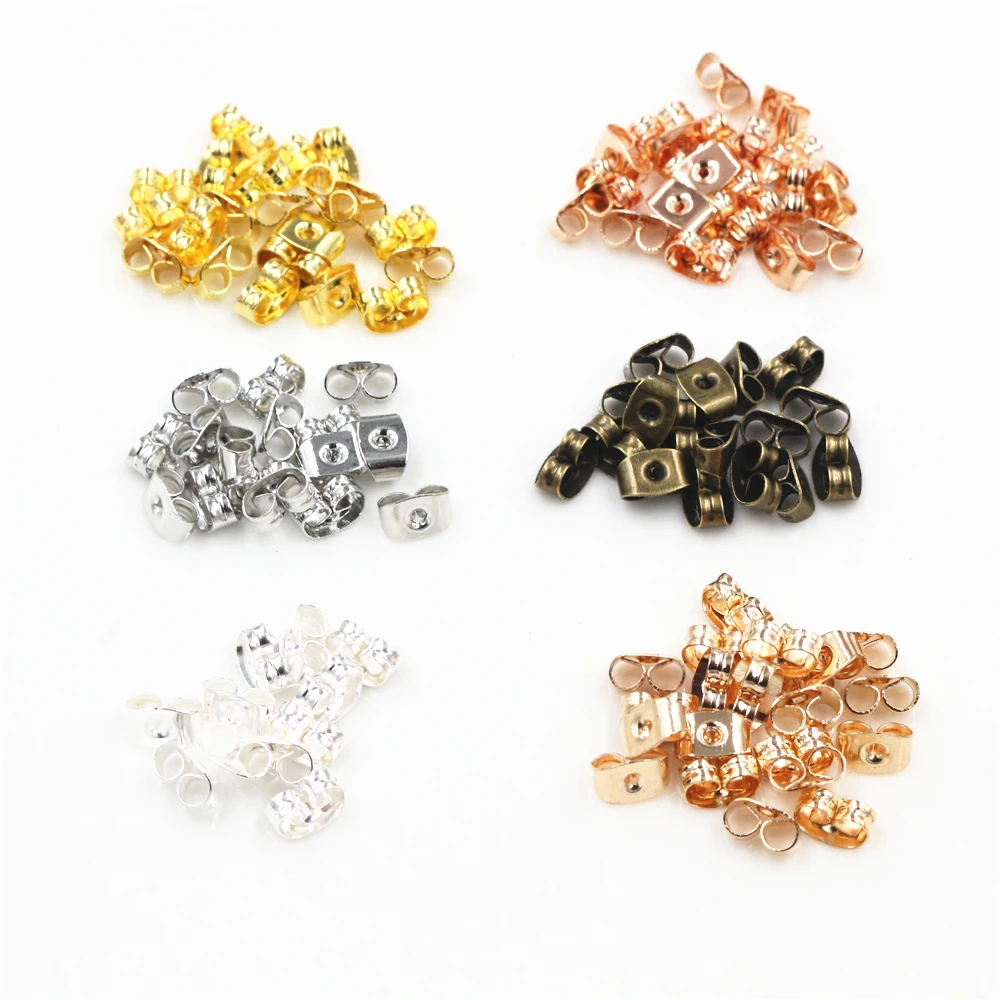 

200pcs/lot Ear Post Studs Backs Stopper Scrolls Ear Post Butterfly For Jewelry Making DIY Blocked Caps Earring Backs Stoppers