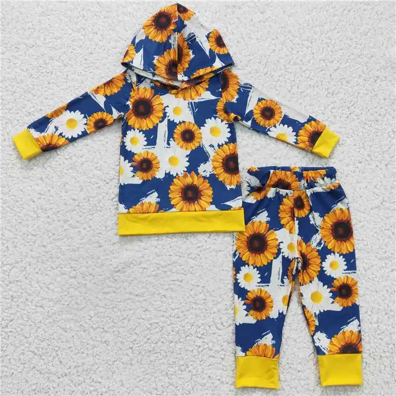 Wholesale Boys Autumn And WWinter Hooded Long-Sleeved Trousers Suit Multi-Element Pattern Printed Small Animals In Bright Colors