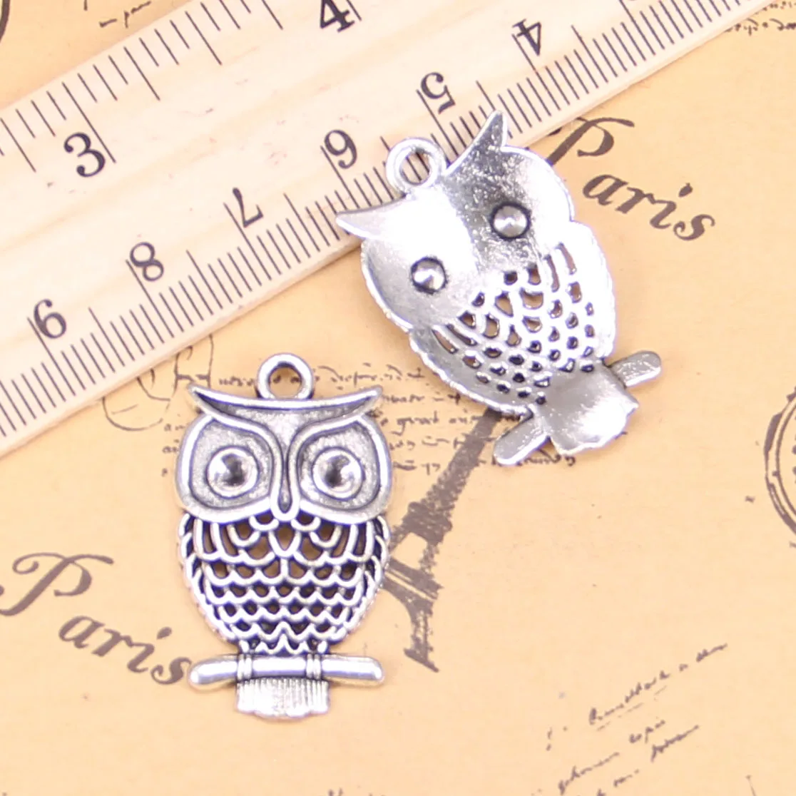 48pcs Jewelry Charms hollow owl 32x19mm Antique Silver Plated Pendants Making DIY Handmade Tibetan Silver Jewelry