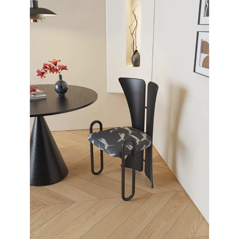 

Danish Designer Dining Table Chair Wabi-sabi Style Single Chair Homestay High Back Art Light Luxury High-end Dining Chair