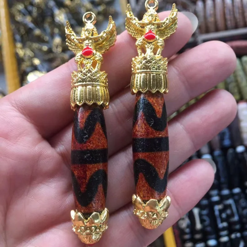 New Tibetan-style inlaid Dapeng Bird nine-eye dzi pendant men and women