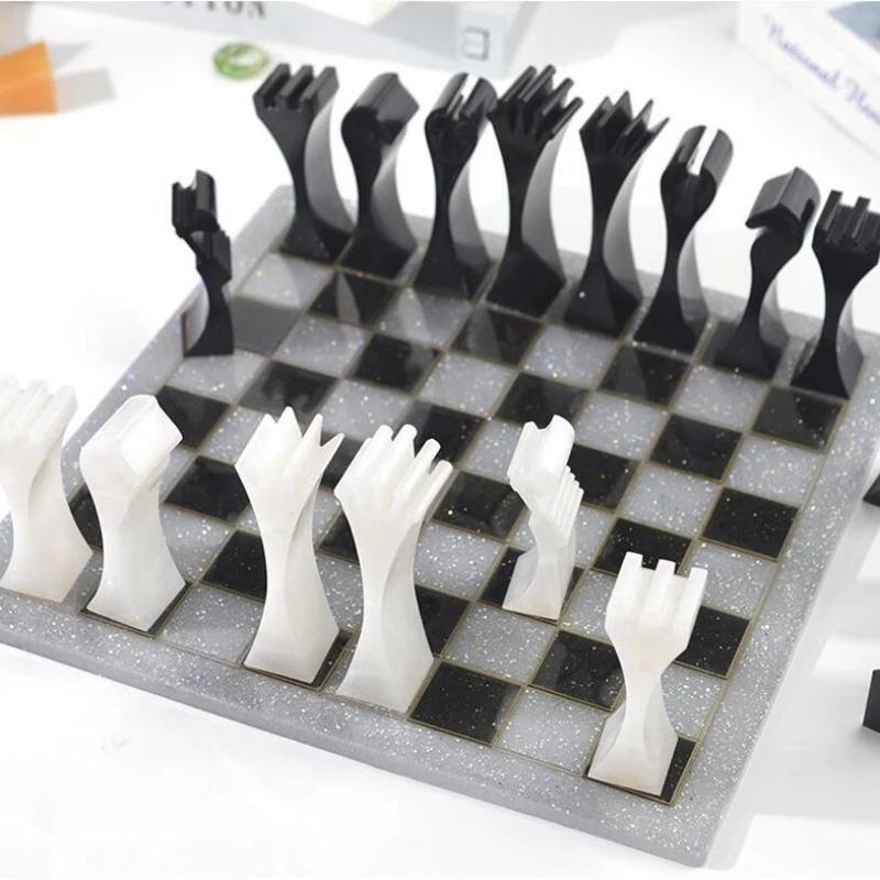 Big International Chess Shape Resin Mold Silicone Checkerboard Creative Moldes Chess Board Chess Piece Resin Mold