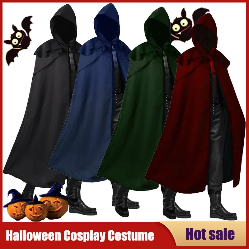 

Halloween Cosplay Costumes Medieval Vintage Hooded Loose Cloak Coats Carnival Party Pirate Poncho Gothic Mens Monk Robes Jackets