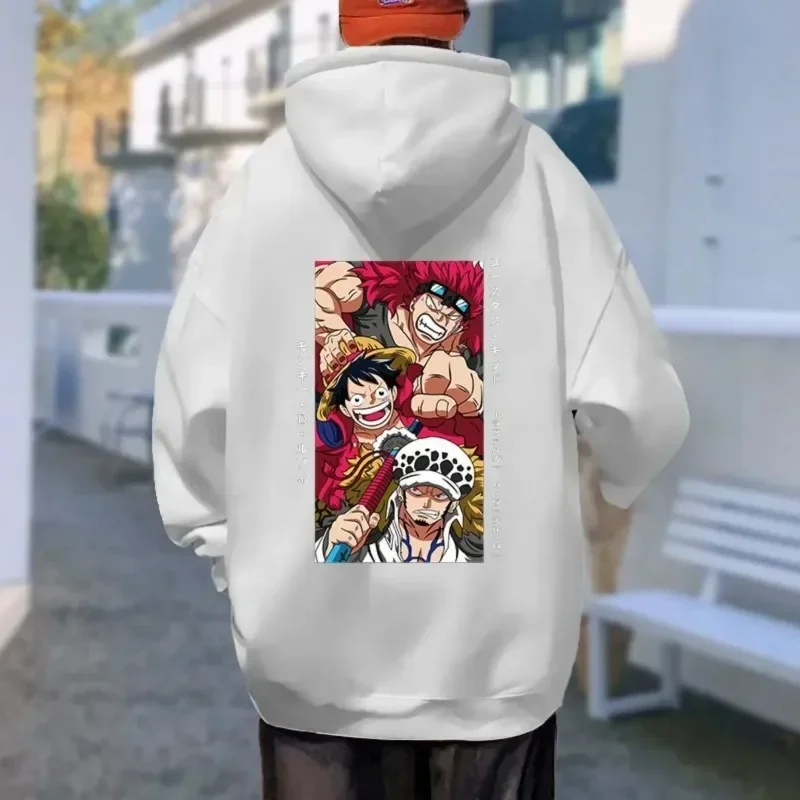 

ONE PIECE Fashion summer New Student Loose Autumn and Winter Heavy Sweater Male Couple Hooded Jacket ONE PIECE Luo